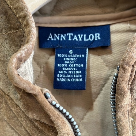 Ann Taylor Y2K Suede Leather Lined Quilted Full Zip Jacket Small - Picture 5 of 6